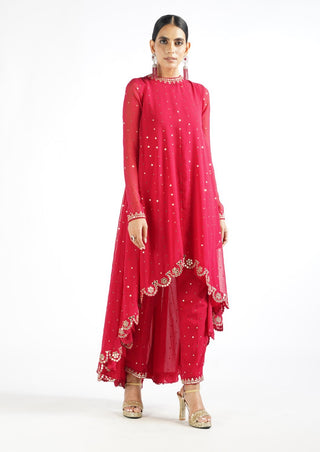 Vvani By Vani Vats-Crimson Red Pant Kurta With Pant-INDIASPOPUP.COM