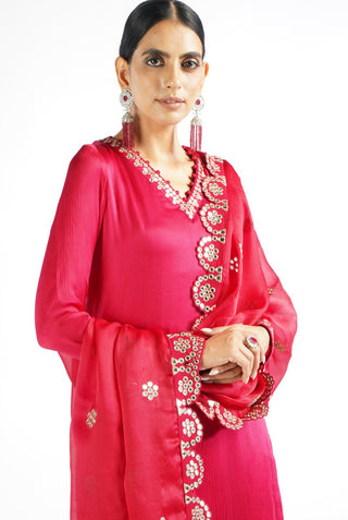 Vvani By Vani Vats-Crimson Red Straight Kurta Set-INDIASPOPUP.COM