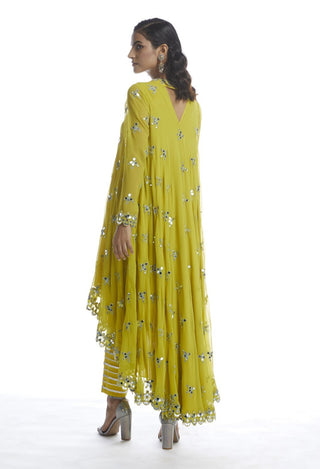 Vvani By Vani Vats-Moss Green Kurta With Trousers-INDIASPOPUP.COM