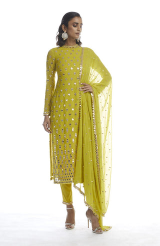 Vvani By Vani Vats-Moss Green Kurta With Pants-INDIASPOPUP.COM