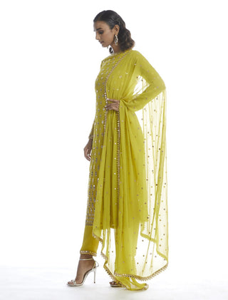 Vvani By Vani Vats-Moss Green Kurta With Pants-INDIASPOPUP.COM