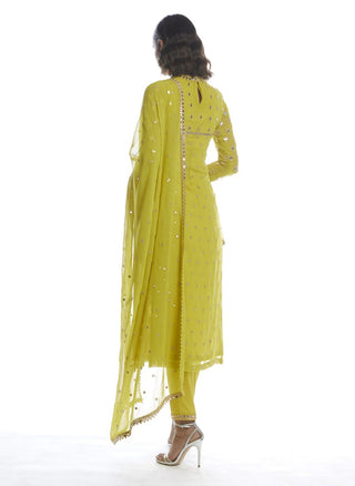 Vvani By Vani Vats-Moss Green Kurta With Pants-INDIASPOPUP.COM