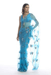 Vvani By Vani Vats-Turquoise Blue Mirror Saree-INDIASPOPUP.COM