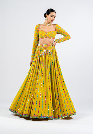 Vvani By Vani Vats-Moss Green Embellished Lehenga Set-INDIASPOPUP.COM