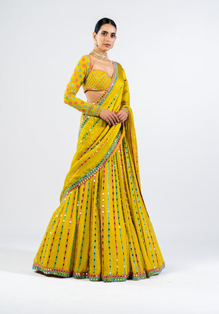 Vvani By Vani Vats-Moss Green Embellished Lehenga Set-INDIASPOPUP.COM