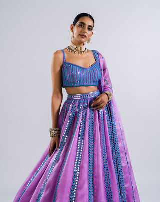 Vvani By Vani Vats-Mauve Mirror Seam Lehenga Set-INDIASPOPUP.COM