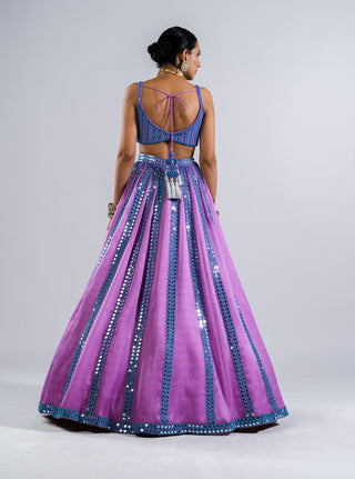 Vvani By Vani Vats-Mauve Mirror Seam Lehenga Set-INDIASPOPUP.COM