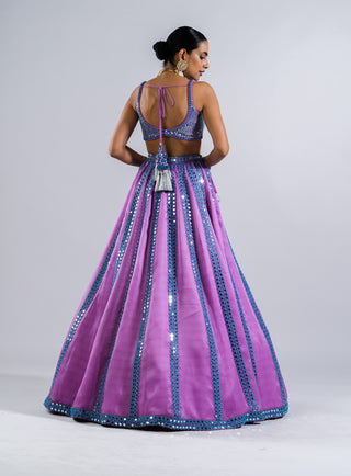 Vvani By Vani Vats-Mauve Mirror Work Lehenga Set-INDIASPOPUP.COM