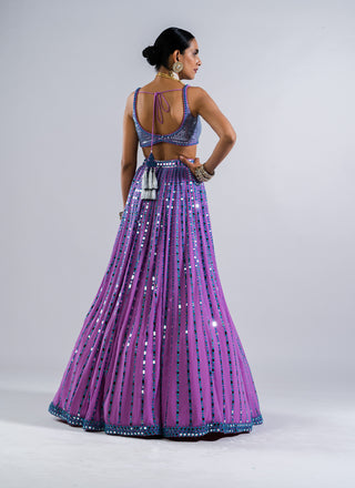 Vvani By Vani Vats-Mauve Linear Drop Lehenga Set-INDIASPOPUP.COM