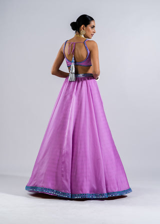 Vvani By Vani Vats-Mauve Satin Organza Lehenga Set-INDIASPOPUP.COM