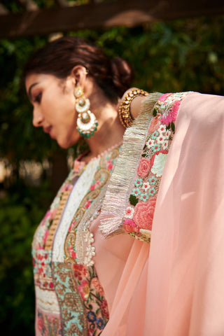 Varun Bahl-Peach Georgette Sharara With Tunic-INDIASPOPUP.COM