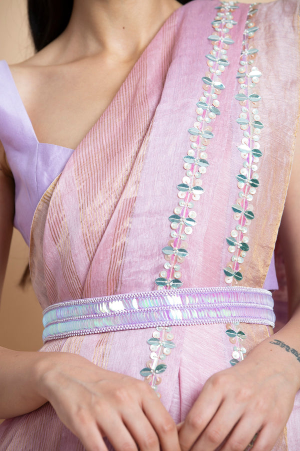 Saksham & Neharicka-Lavender Embroidered Belt-INDIASPOPUP.COM