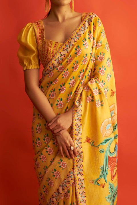Saksham & Neharicka-Yellow Saree With Blouse-INDIASPOPUP.COM