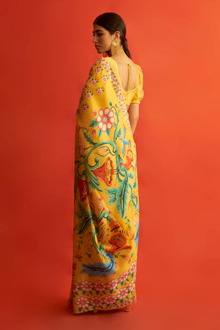 Saksham & Neharicka-Yellow Saree With Blouse-INDIASPOPUP.COM