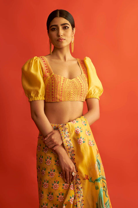 Saksham & Neharicka-Yellow Saree With Blouse-INDIASPOPUP.COM