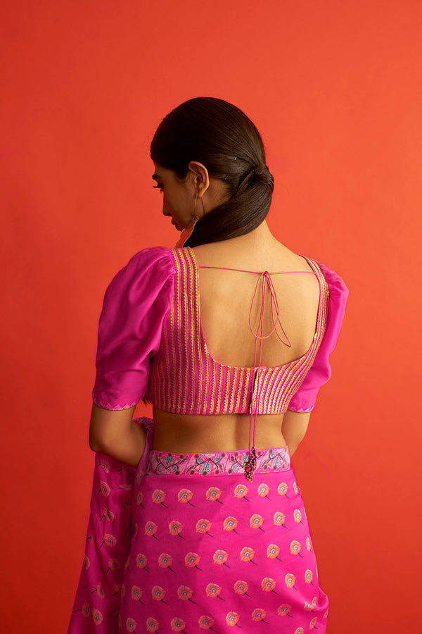 Saksham & Neharicka-Fuscia Saree With Blouse-INDIASPOPUP.COM