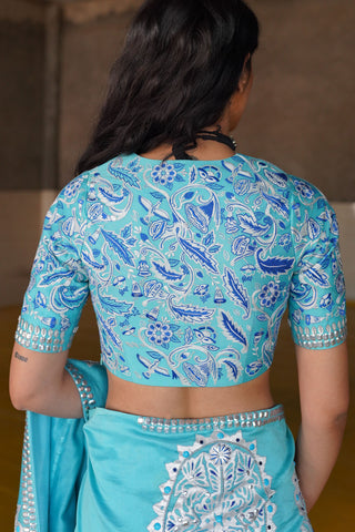 Saksham & Neharicka-Firozi Embroidered Blouse-INDIASPOPUP.COM