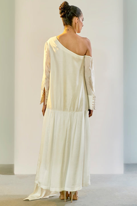 Saksham & Neharicka-White Off Shoulder Dress-INDIASPOPUP.COM