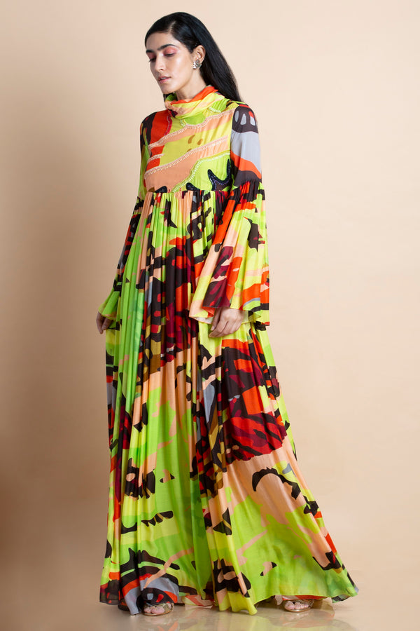 Saksham & Neharicka-Multi Printed And Embroidered Dress-INDIASPOPUP.COM