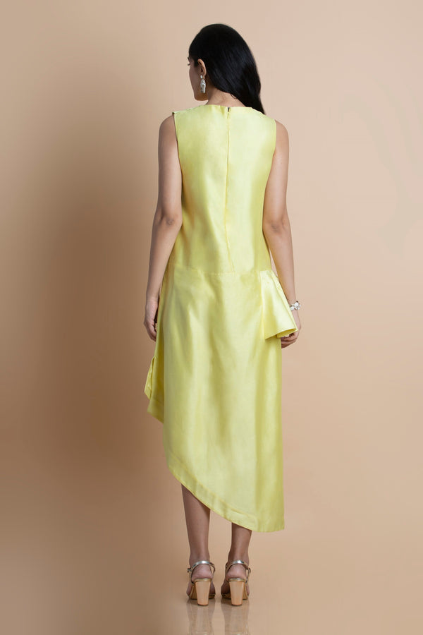 Saksham & Neharicka-Yellow Asymmetric Dress-INDIASPOPUP.COM