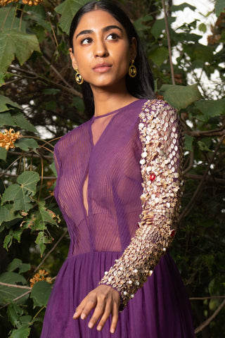 Saksham & Neharicka-Purple Ghaata Cocktail Dress-INDIASPOPUP.COM
