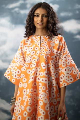 Saksham & Neharicka-Tangerine Printed Dress-INDIASPOPUP.COM