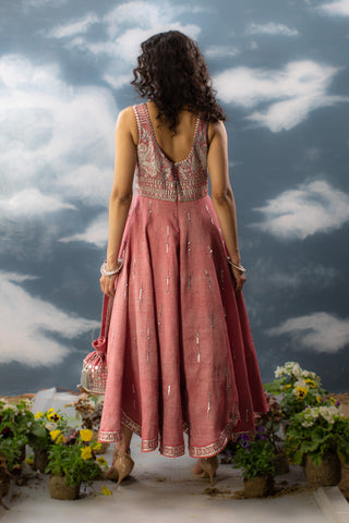 Saksham & Neharicka-Pink Cotton Zari Dress-INDIASPOPUP.COM