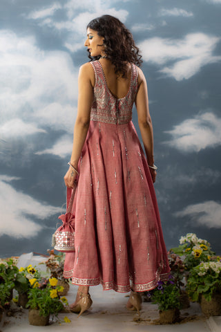 Saksham & Neharicka-Pink Cotton Zari Dress-INDIASPOPUP.COM