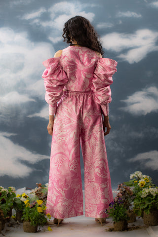 Saksham & Neharicka-Pink Printed Jacket And Pant Set-INDIASPOPUP.COM