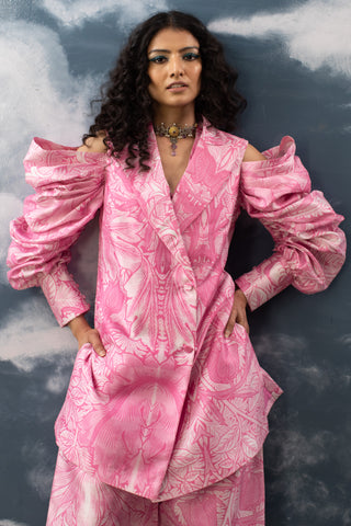 Saksham & Neharicka-Pink Printed Jacket And Pant Set-INDIASPOPUP.COM