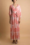 Saksham & Neharicka-Coral Print Maxi  Dress-INDIASPOPUP.COM