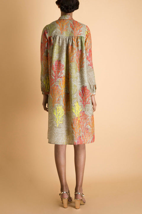 Saksham & Neharicka - Beige Printed Dress - INDIASPOPUP.COM
