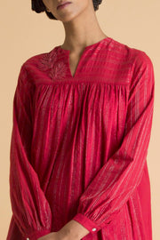 Saksham & Neharicka - Red Silver Stripe Dress - INDIASPOPUP.COM