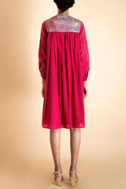 Saksham & Neharicka - Red Silver Stripe Dress - INDIASPOPUP.COM