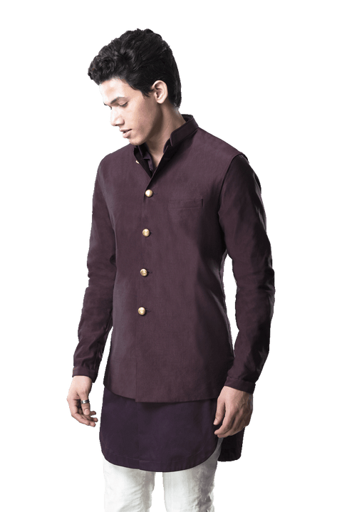Kunal Rawal-Wine Corded Short Deconstructed Set-INDIASPOPUP.COM