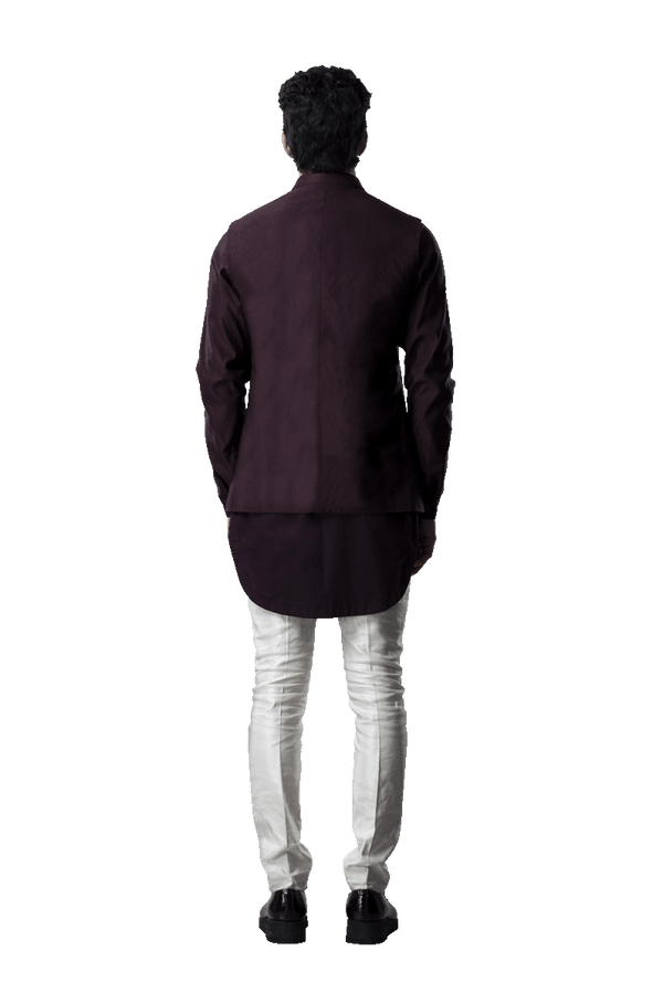 Kunal Rawal-Wine Corded Short Deconstructed Set-INDIASPOPUP.COM