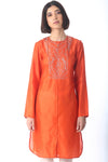 Saksham & Neharicka-Orange Chanderi Embroidered Tunic-INDIASPOPUP.COM