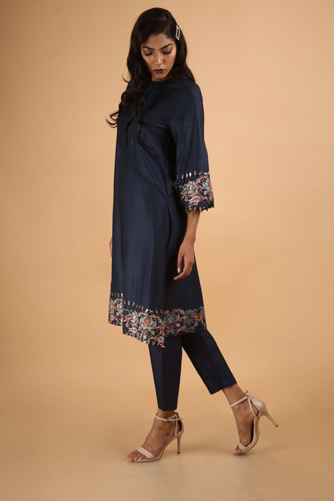 Blue Flare Sleeve Kurta