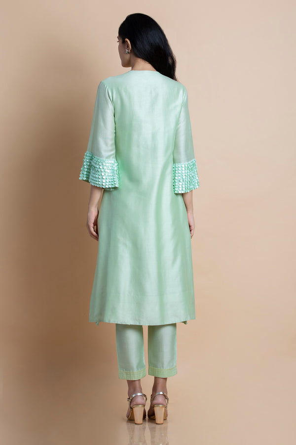 Saksham & Neharicka-Mint Embroidered Tunic-INDIASPOPUP.COM
