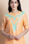 Saksham & Neharicka-Peach Printed & Embroidered Kurta-INDIASPOPUP.COM