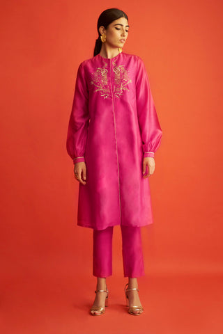 Saksham & Neharicka-Fuscia Embroidered Kurta-INDIASPOPUP.COM