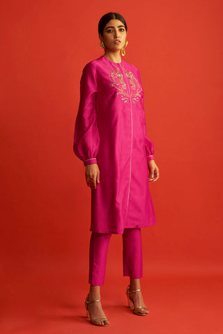 Saksham & Neharicka-Fuscia Embroidered Kurta-INDIASPOPUP.COM