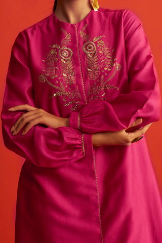 Saksham & Neharicka-Fuscia Embroidered Kurta-INDIASPOPUP.COM