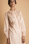 Saksham & Neharicka - Peach Stripped Embroidered Tunic - INDIASPOPUP.COM