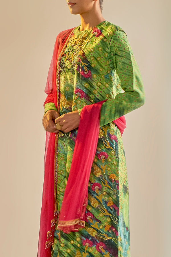 Saksham & Neharicka-Green Printed & Embroidered Sharara Set-INDIASPOPUP.COM
