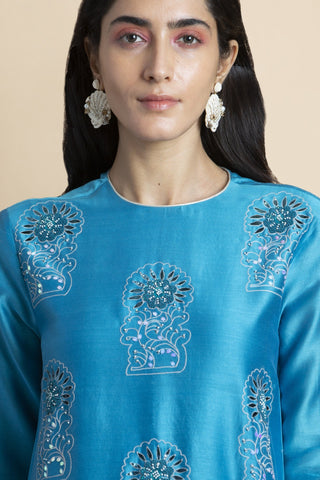 Saksham & Neharicka-Skydive Blue Embroidered Kurta-INDIASPOPUP.COM