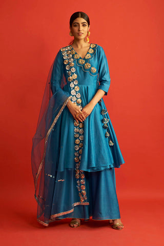 Saksham & Neharicka-Blue Angrakha Kurta Set-INDIASPOPUP.COM