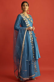 Saksham & Neharicka-Blue Angrakha Kurta Set-INDIASPOPUP.COM