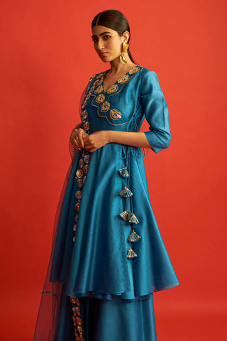 Saksham & Neharicka-Blue Angrakha Kurta Set-INDIASPOPUP.COM