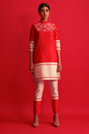 Saksham & Neharicka-Red & White Embroidered Kurta Set-INDIASPOPUP.COM